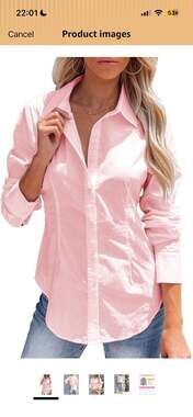 siliteelon Women's Button Down Shirts Long Dress Shirts Wrinkle Free Collar SZ M